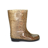 Women's Short Wellies with print, Brown Pythonprint