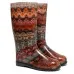 Women's High Wellies with print, Brown lace
