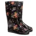 Women's High Wellies with print, Rosehip on black