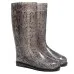 Women's High Wellies with print, Silver Pythonprunt