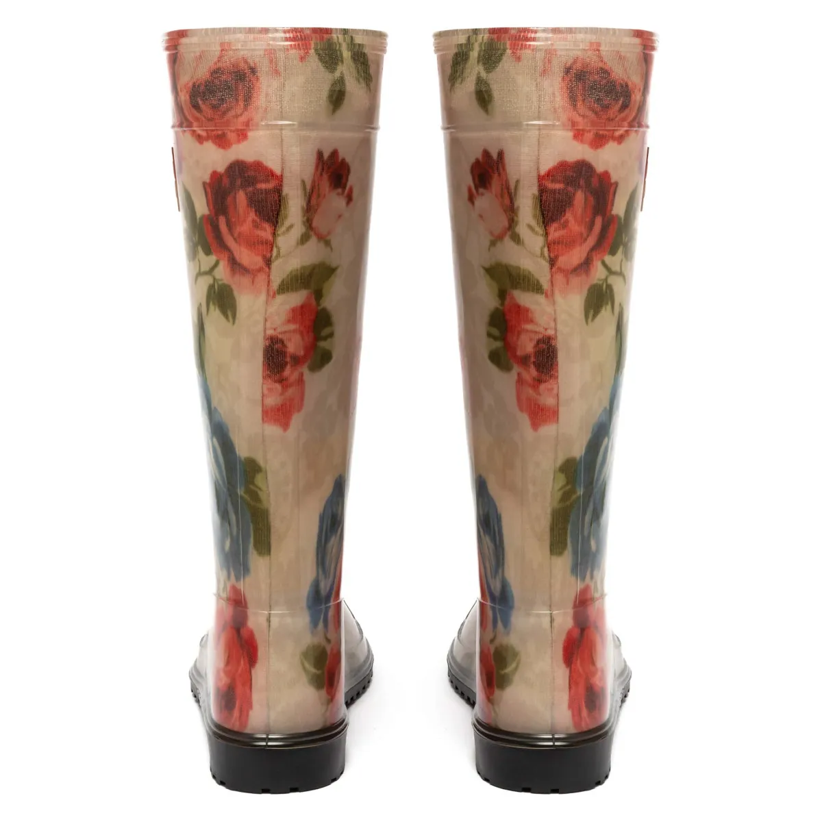 Women's High Wellies with print, Gray rose