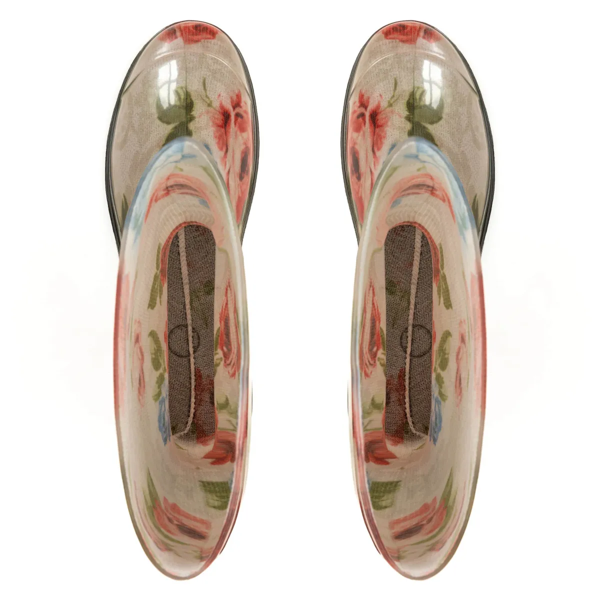 Women's High Wellies with print, Gray rose